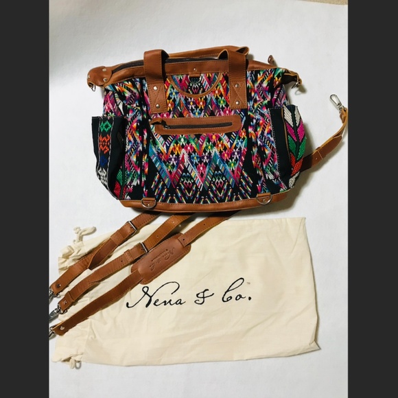 NENA & Co hand crafted embroidery Leather Convertible Day Bag Backpack - Picture 5 of 6